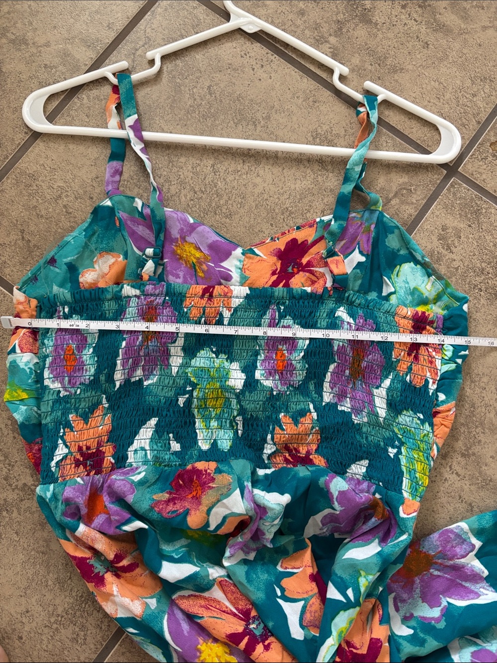 NWT Cato Spaghetti Strap Romper in “Paris Spring Tropic Teal” Size Medium - Picture 5 of 6